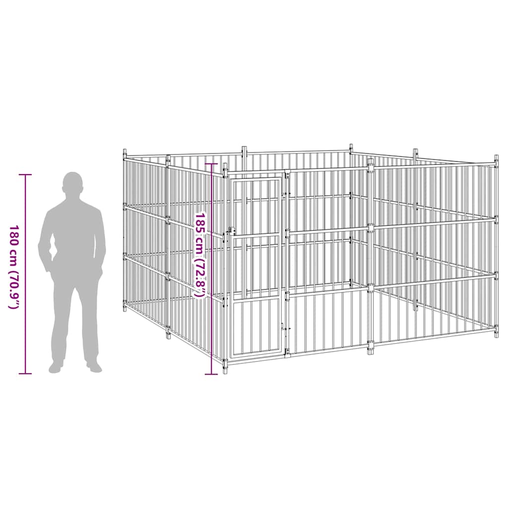 170894 vidaXL Outdoor Dog Kennel 300x300x185 cm