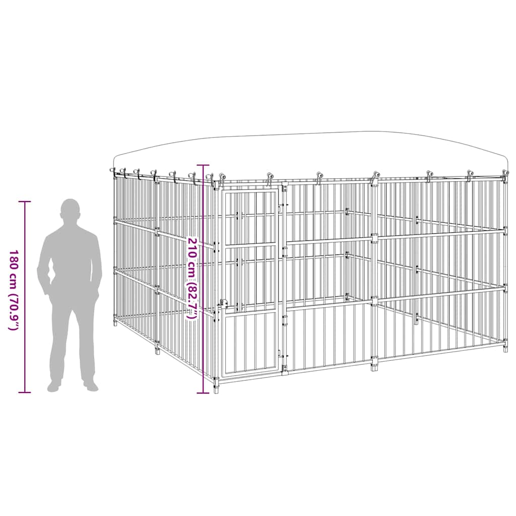170895 vidaXL Outdoor Dog Kennel with Roof 300x300x210 cm