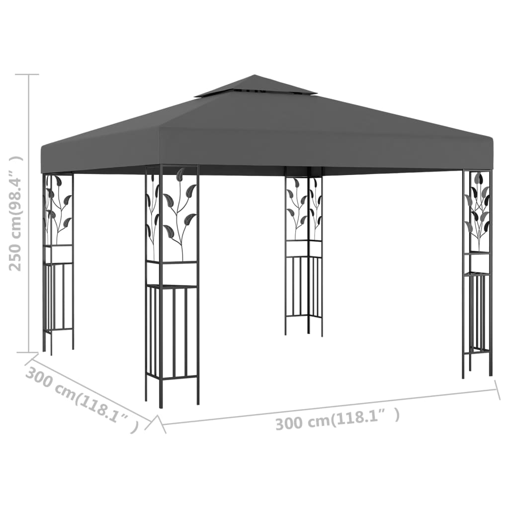 47946 vidaXL Gazebo 3x3 m Anthracite