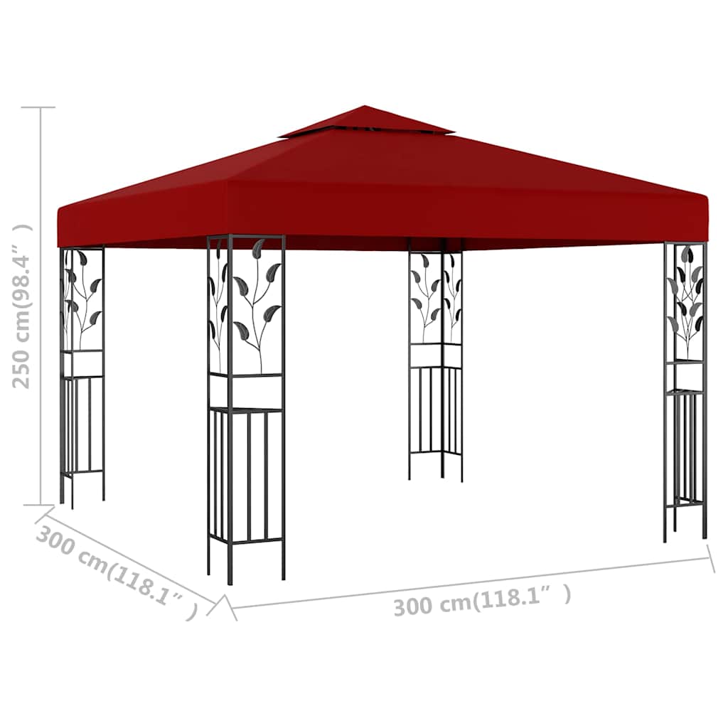 47947 vidaXL Gazebo 3x3 m Wine Red