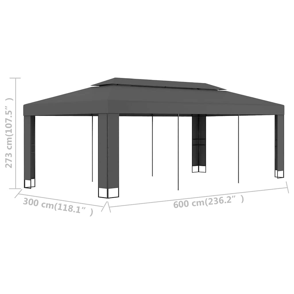 47953 vidaXL Gazebo with Double Roof 3x6 m Anthracite