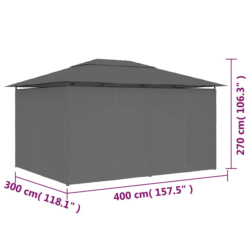 47960 vidaXL Garden Marquee with Curtains 4x3 m Anthracite