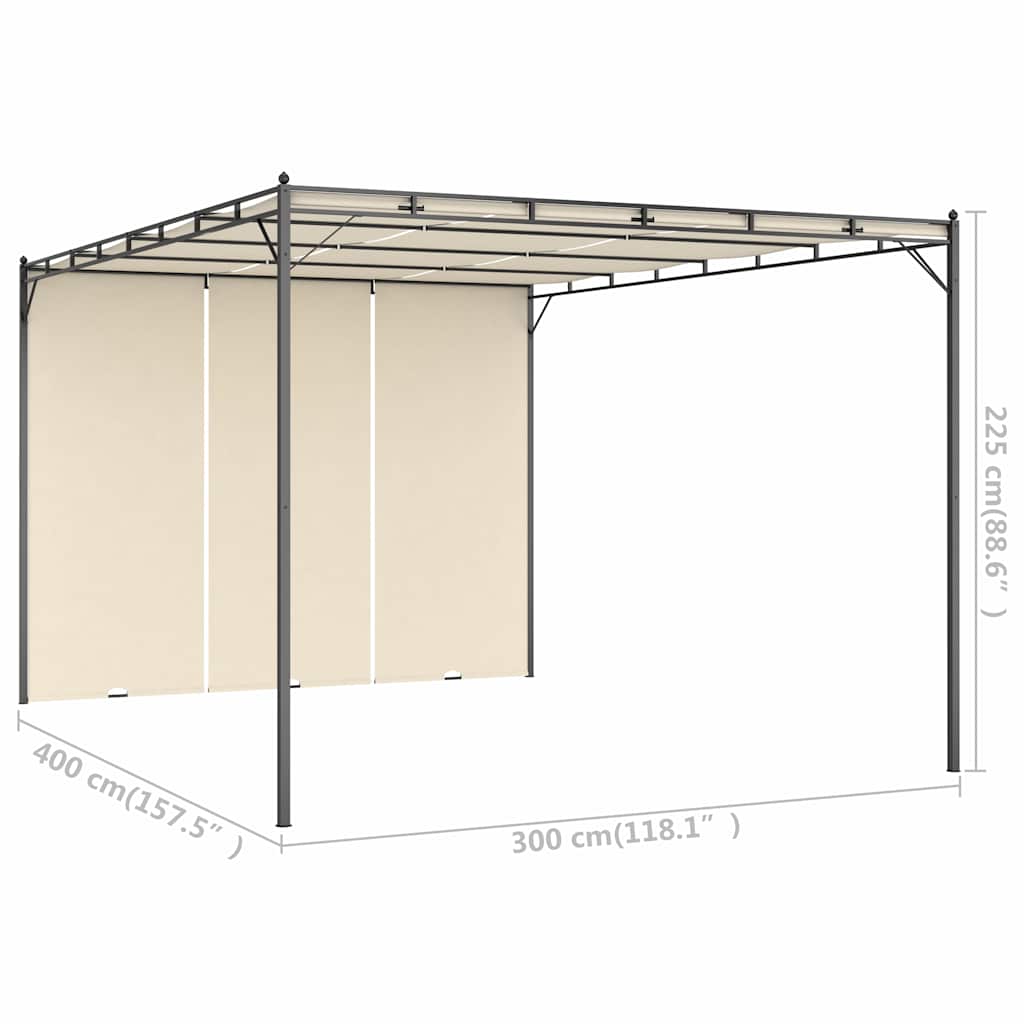 47994 vidaXL Garden Gazebo with Side Curtain 4x3x2,25 m Cream