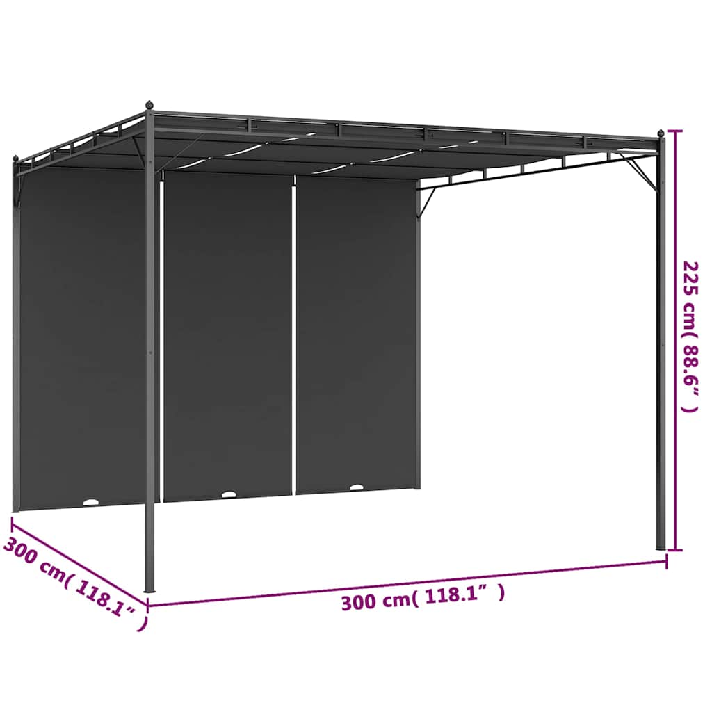 47995 vidaXL Garden Gazebo with Side Curtain 3x3x2,25 m Anthracite