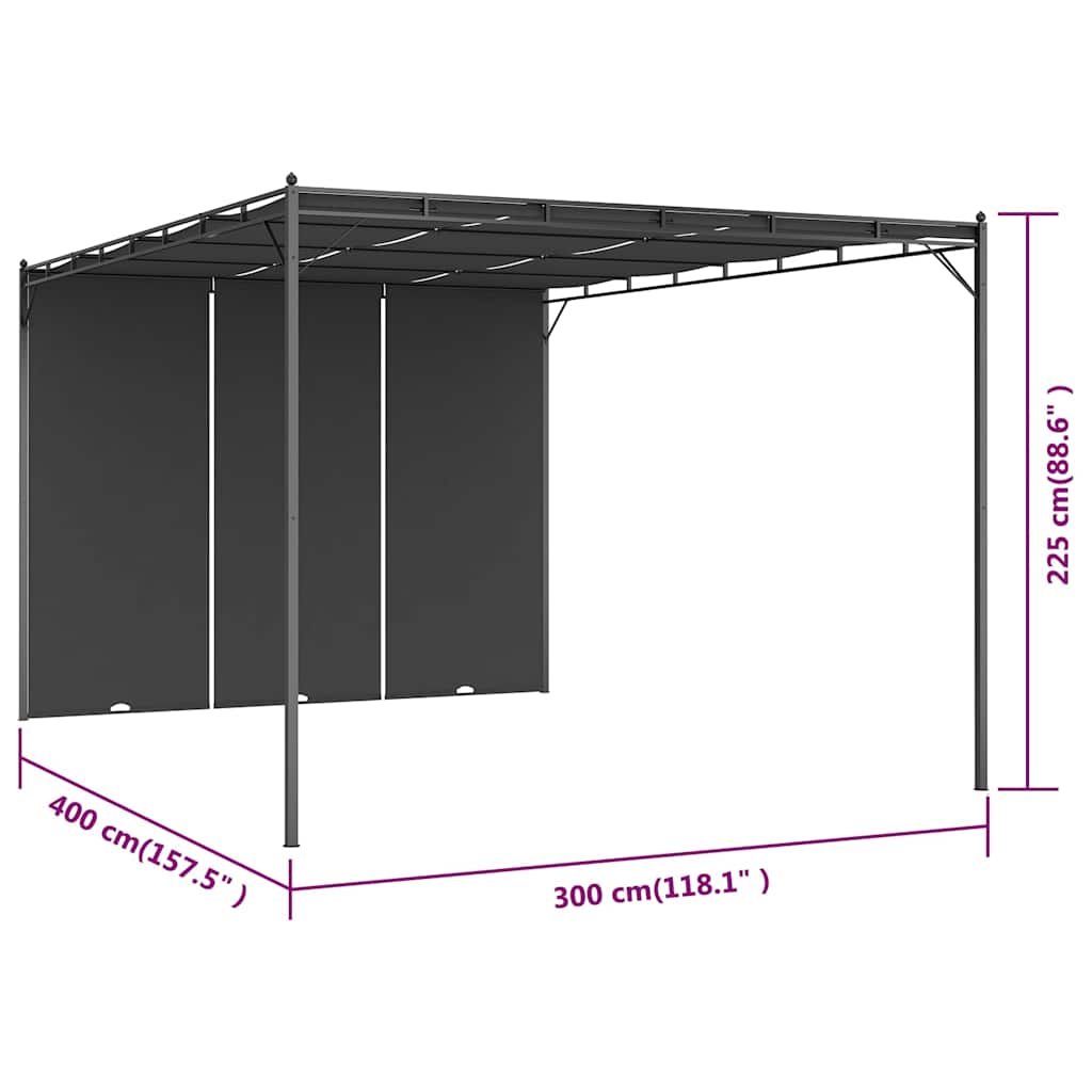 47996 vidaXL Garden Gazebo with Side Curtain 4x3x2,25 m Anthracite