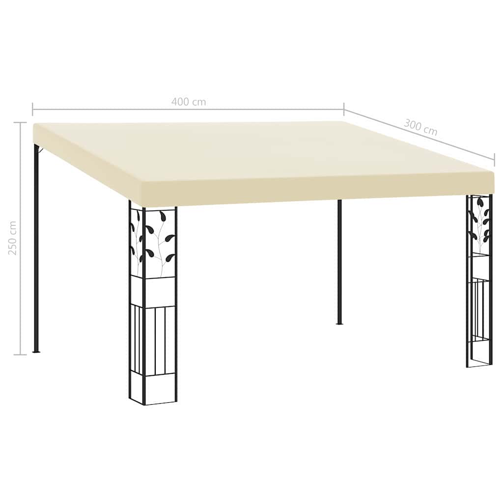 47998 vidaXL Wall-mounted Gazebo 4x3x2,5 m Cream