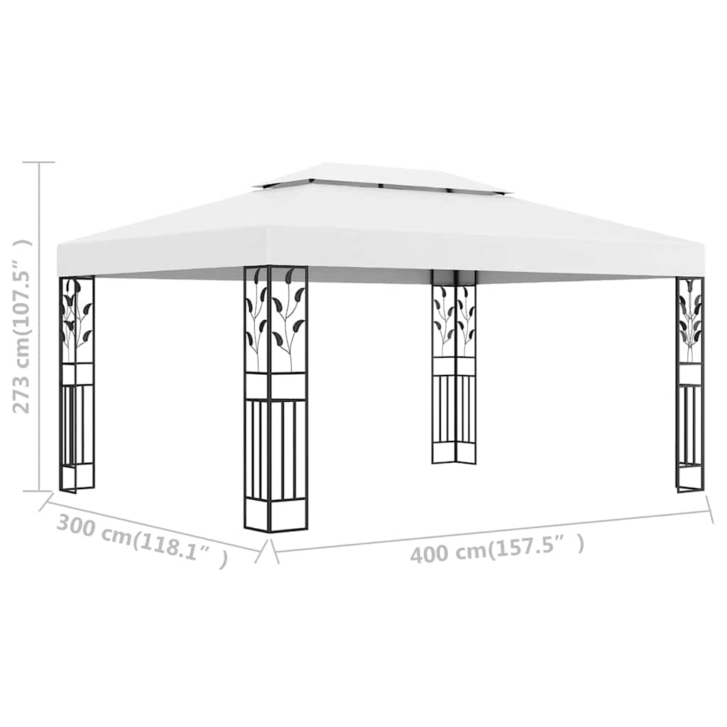 48030 vidaXL Gazebo with Double Roof 3x4 m White