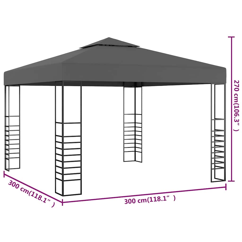 48034 vidaXL Garden Marquee 3x3 m Anthracite