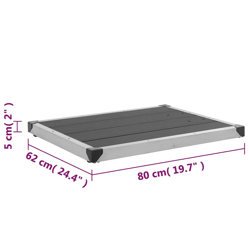 48203 vidaXL Outdoor Shower Tray WPC Stainless Steel 80x62 cm Grey