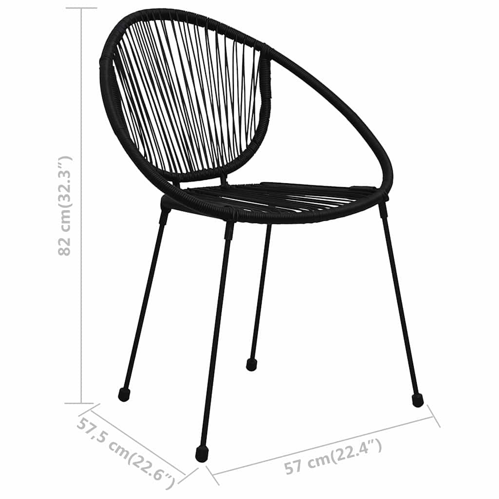 48566 vidaXL Garden Chairs 2 pcs PVC Rattan Black