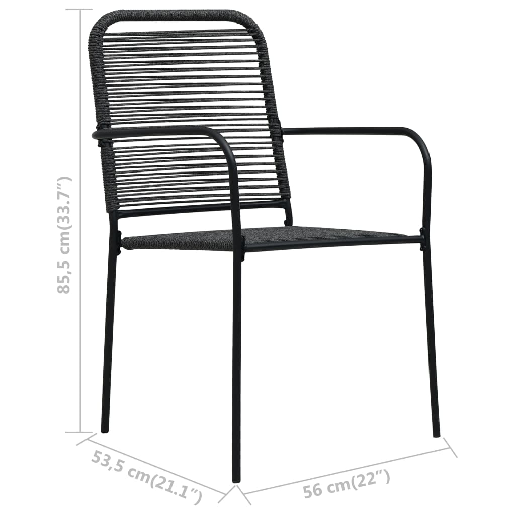 48568 vidaXL Garden Chairs 2 pcs Cotton Rope and Steel Black