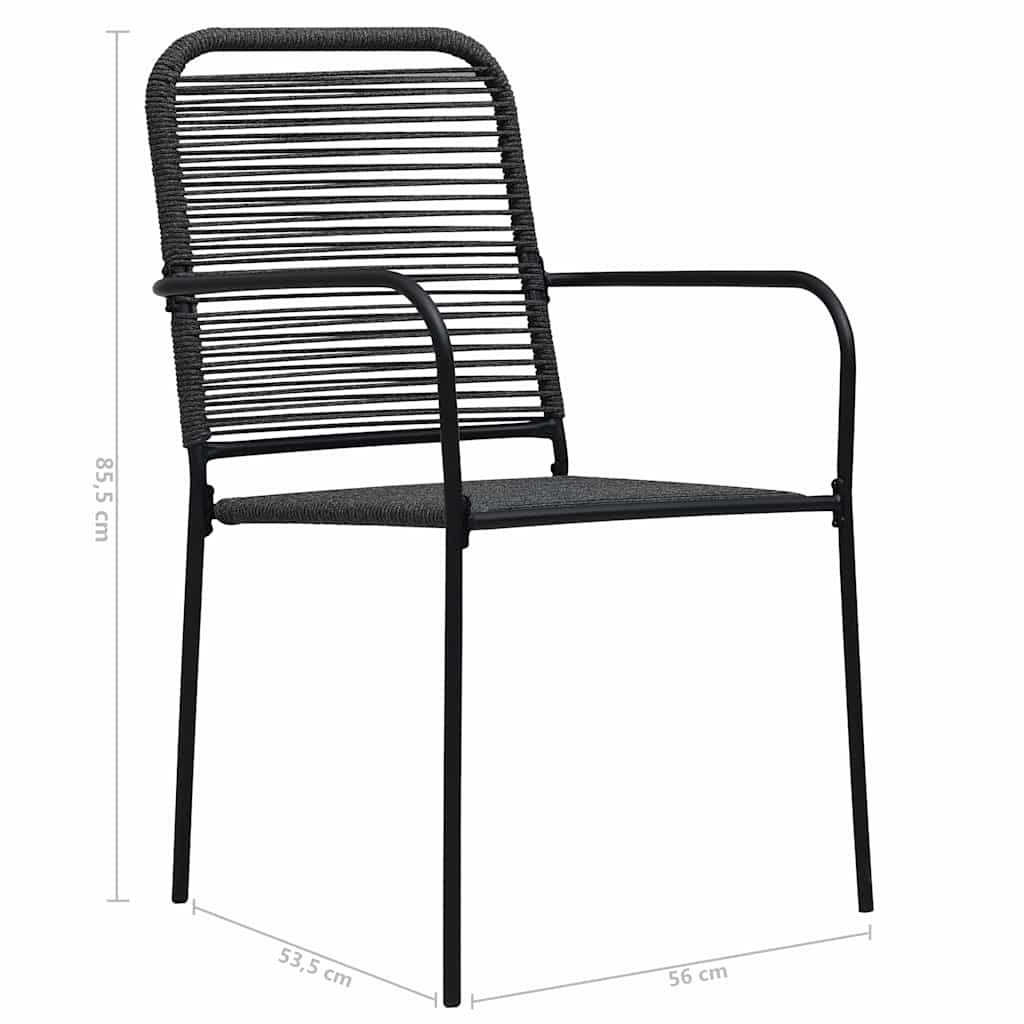 48570 vidaXL 7 Piece Outdoor Dining Set Cotton Rope and Steel Black