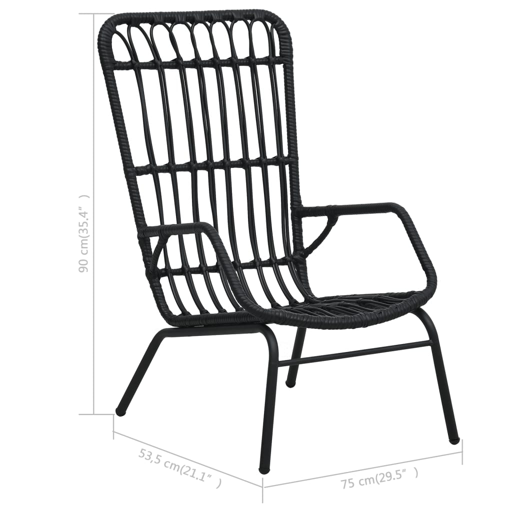 48581 vidaXL Garden Chair Poly Rattan Black