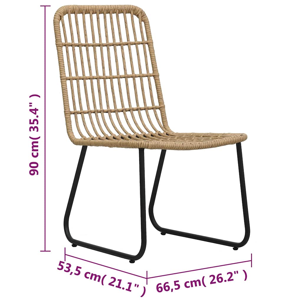 48582 vidaXL Garden Chairs 2 pcs Poly Rattan Oak