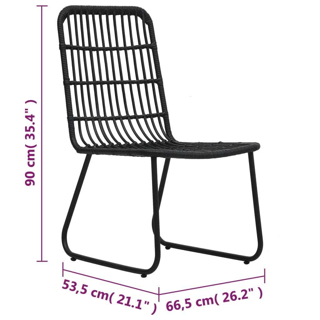 48584 vidaXL Garden Chairs 2 pcs Poly Rattan Black