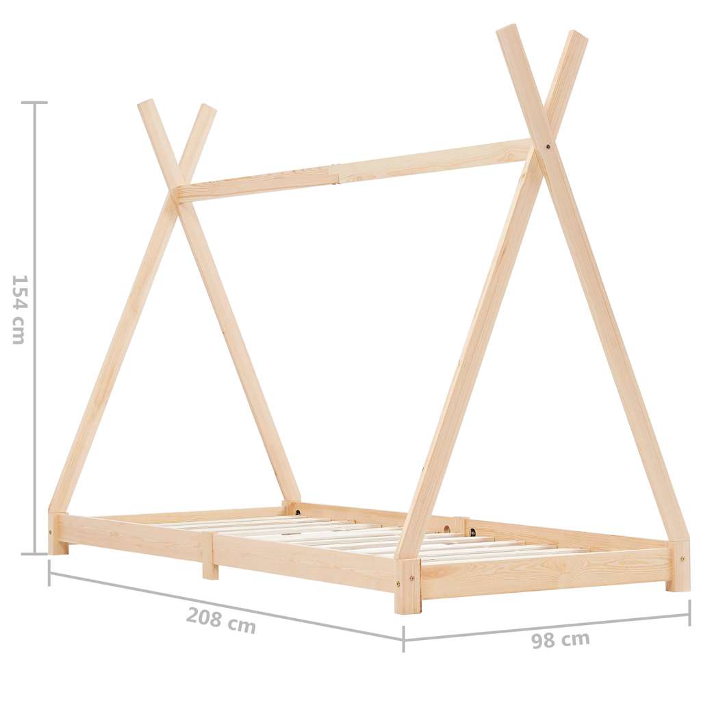 283357 vidaXL Kids Bed Frame Solid Pine Wood 90x200 cm