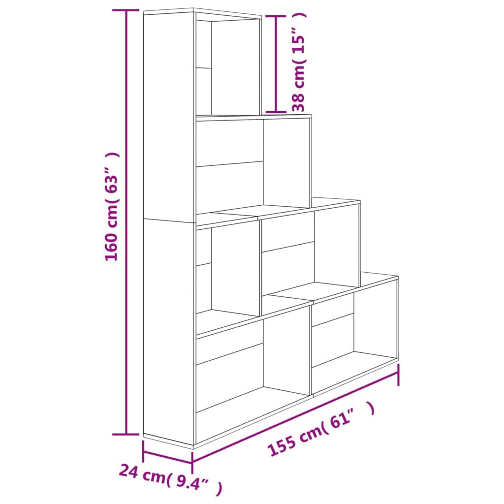800660 vidaXL Book Cabinet/Room Divider Sonoma Oak 155x24x160 cm Engineered Wood