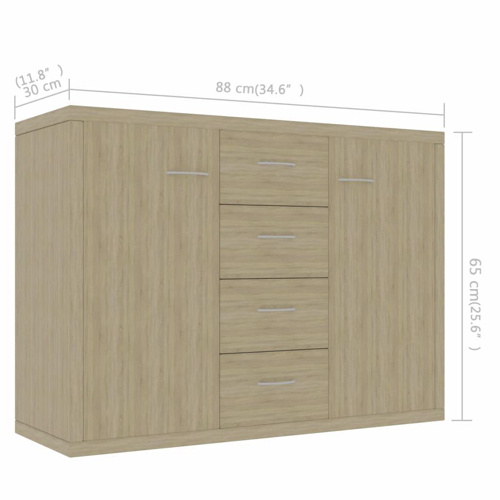 800687 vidaXL Sideboard Sonoma Oak 88x30x65 cm Engineered Wood