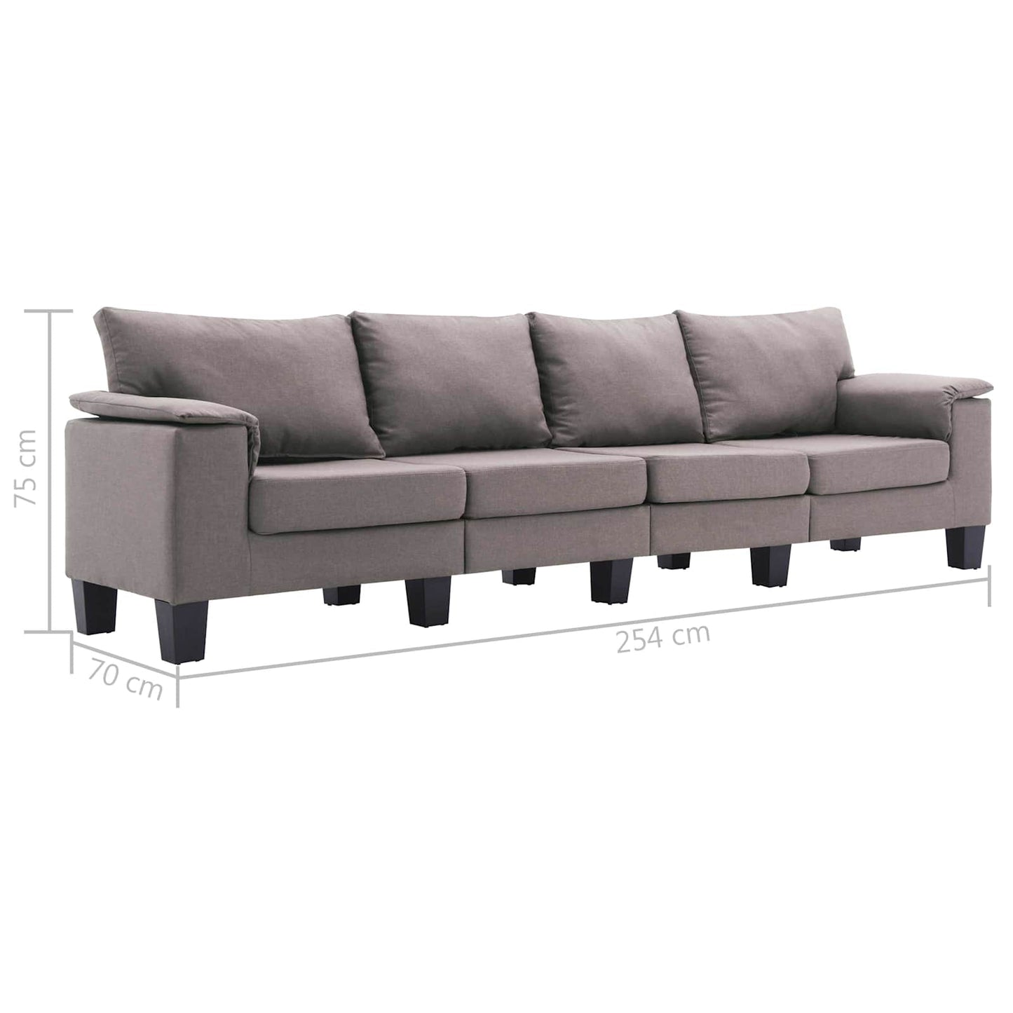 Sofa Taupe 4-Seater Fabric
