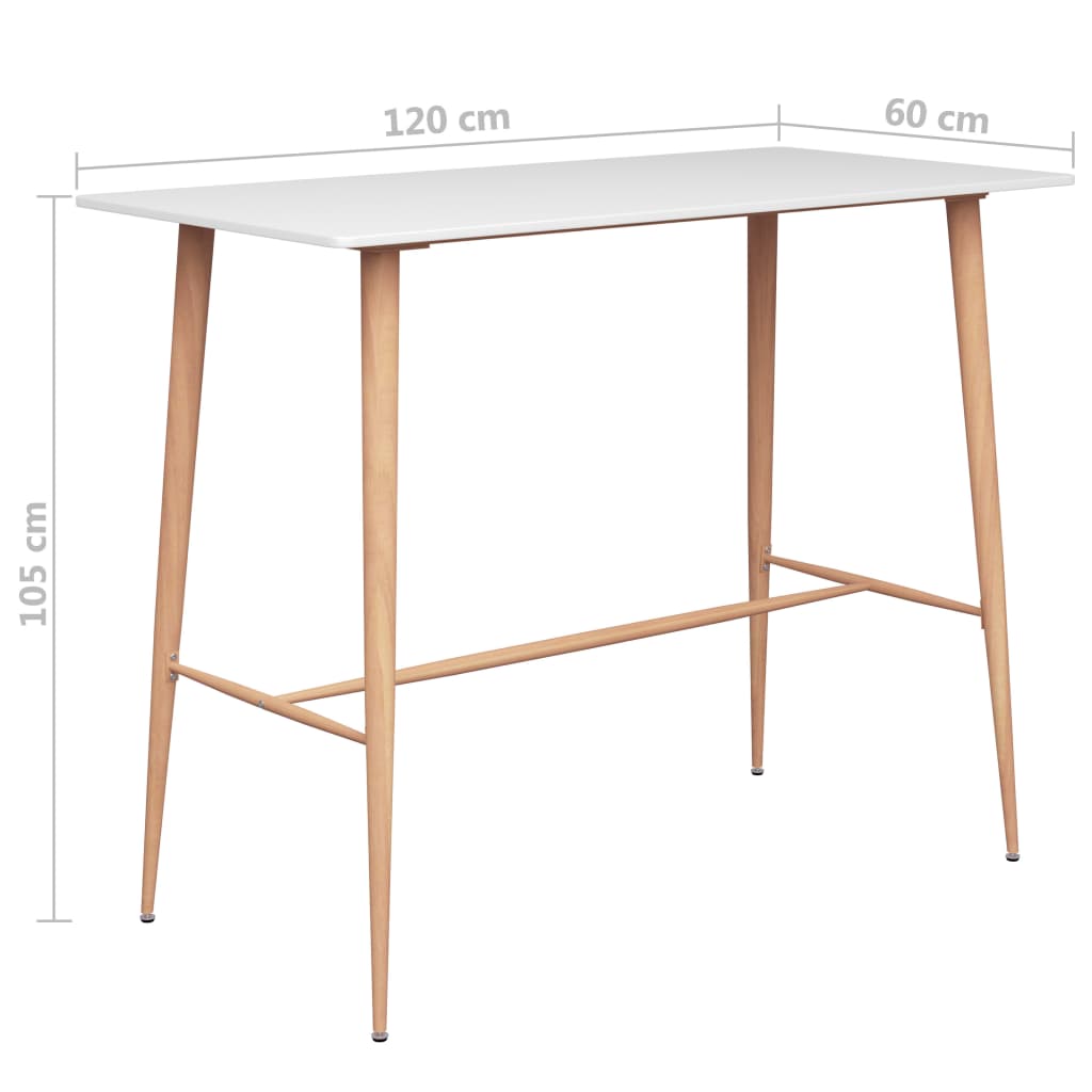 248145 vidaXL Bar Table White 120x60x105 cm