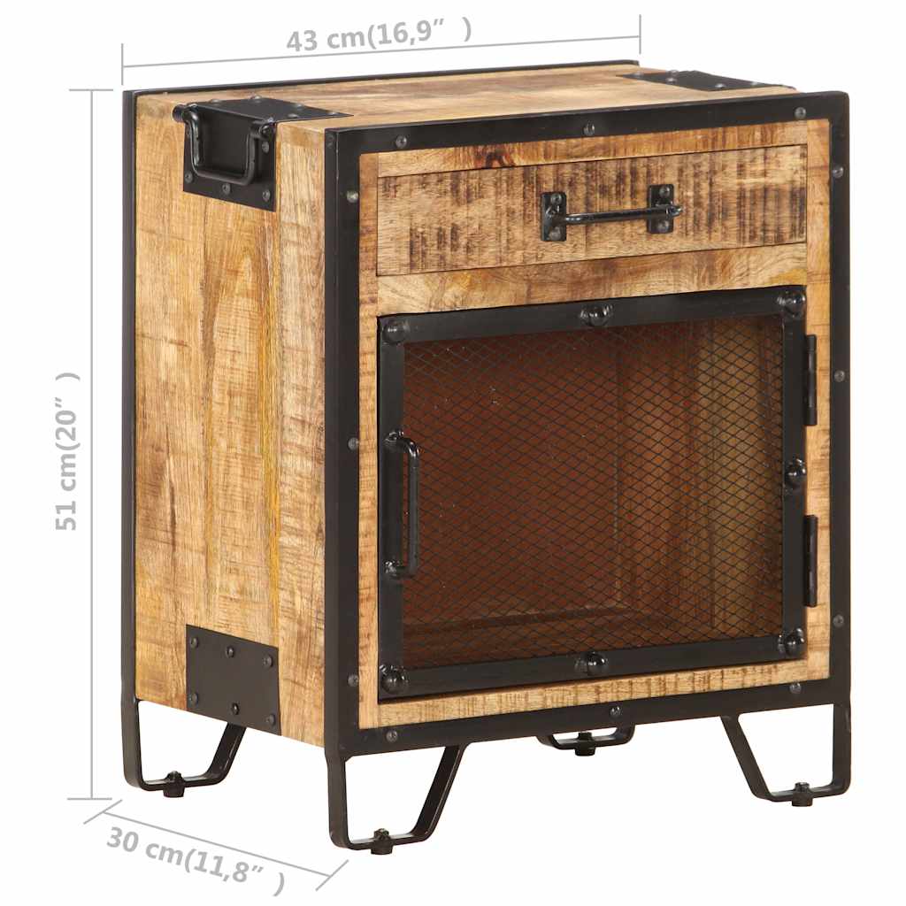 285892 vidaXL Bedside Cabinet 43x30x51 cm Solid Rough Mango Wood