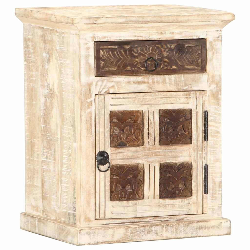 285896 vidaXL Bedside Cabinet White 40x30x50 cm Solid Mango Wood