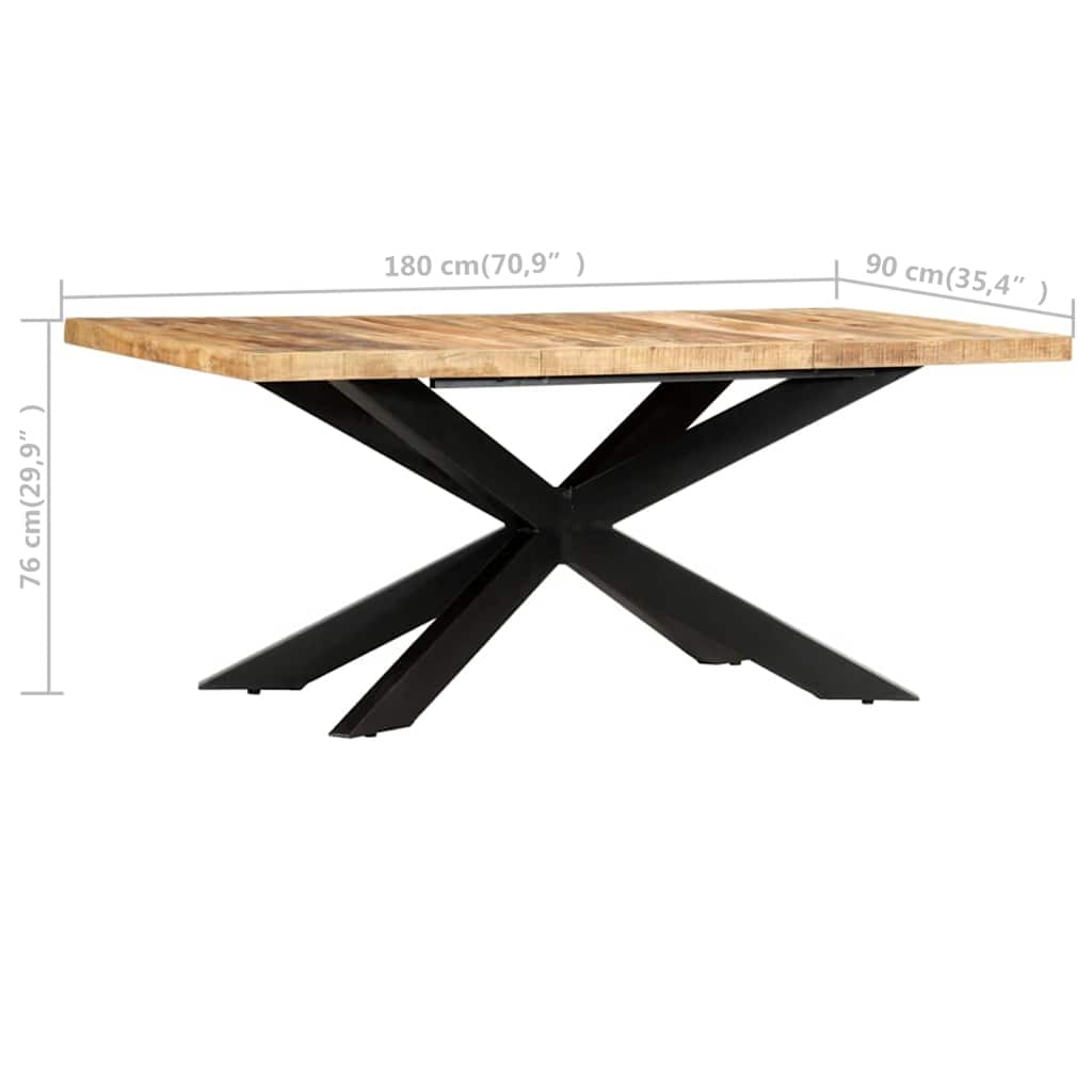 285963 vidaXL Dining Table 180x90x76 cm Solid Rough Mango Wood