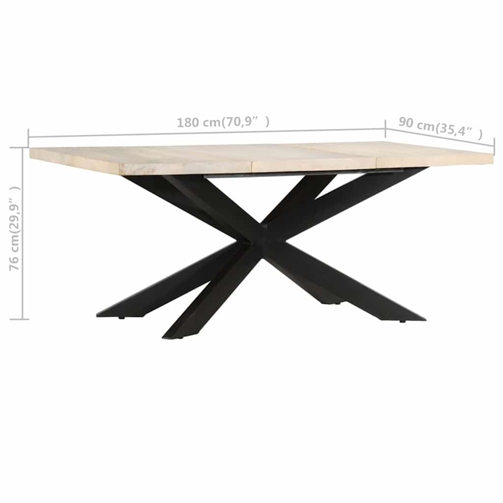 285964 vidaXL Dining Table 180x90x76 cm Solid Bleached Mango Wood