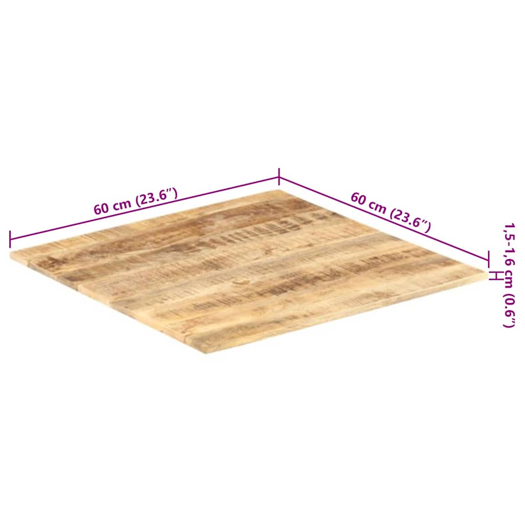 vidaXL Table Top Solid Mango Wood 15-16 mm 60x60 cm