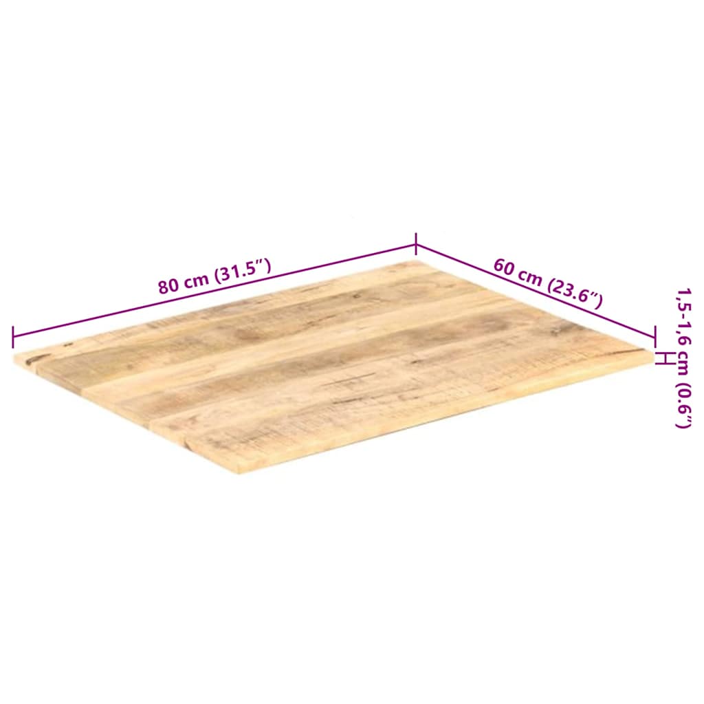 Table Top Solid Mango Wood 15-16 mm 80x60 cm