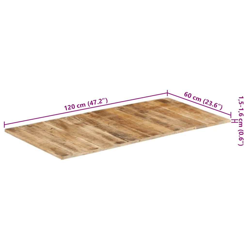 vidaXL Table Top Solid Mango Wood 15-16 mm 120x60 cm