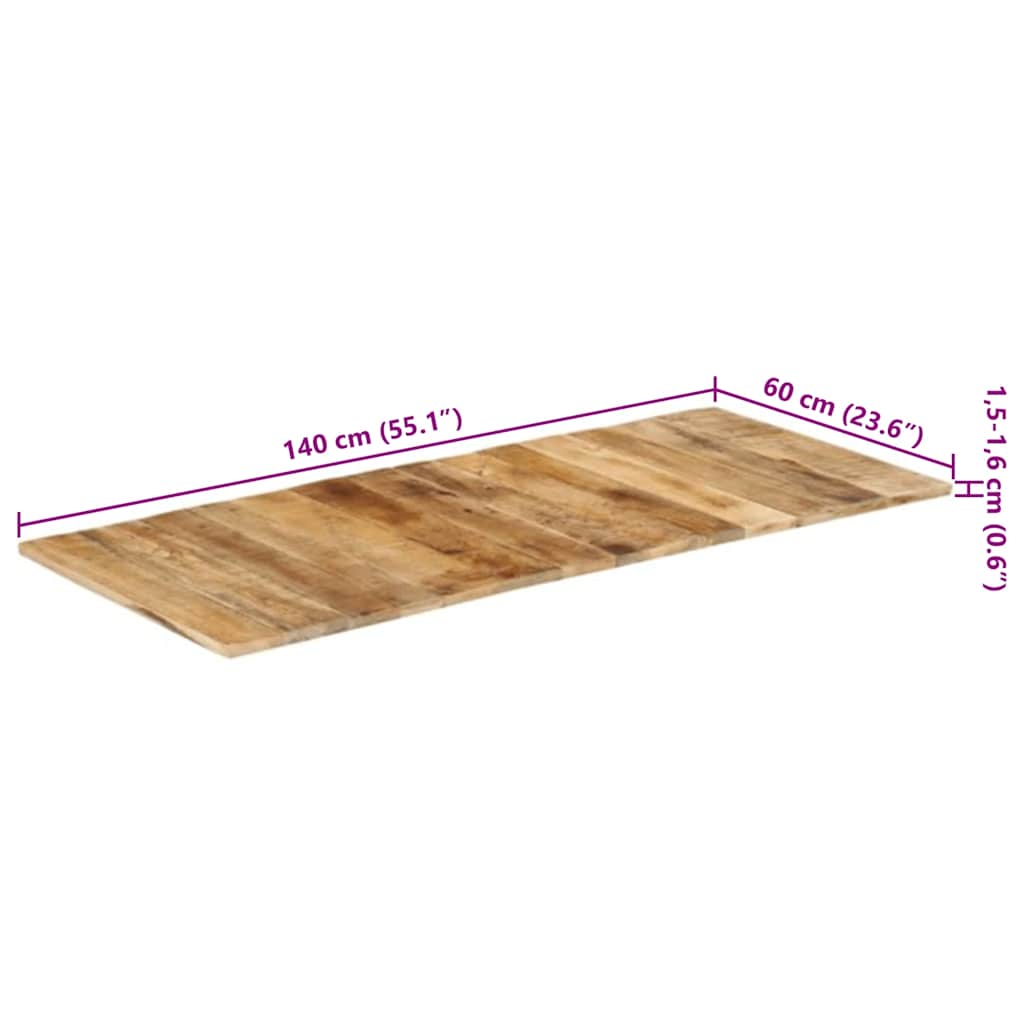 vidaXL Table Top Solid Mango Wood 15-16 mm 140x60 cm
