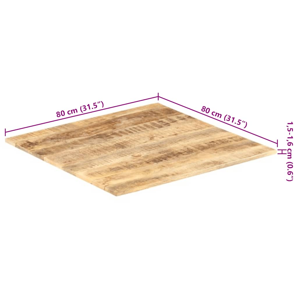 vidaXL Table Top Solid Mango Wood 15-16 mm 80x80 cm