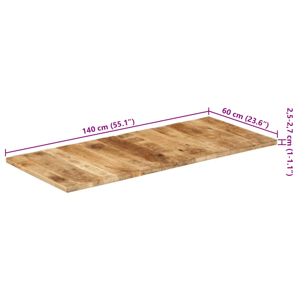 vidaXL Table Top Solid Mango Wood 25-27 mm 140x60 cm