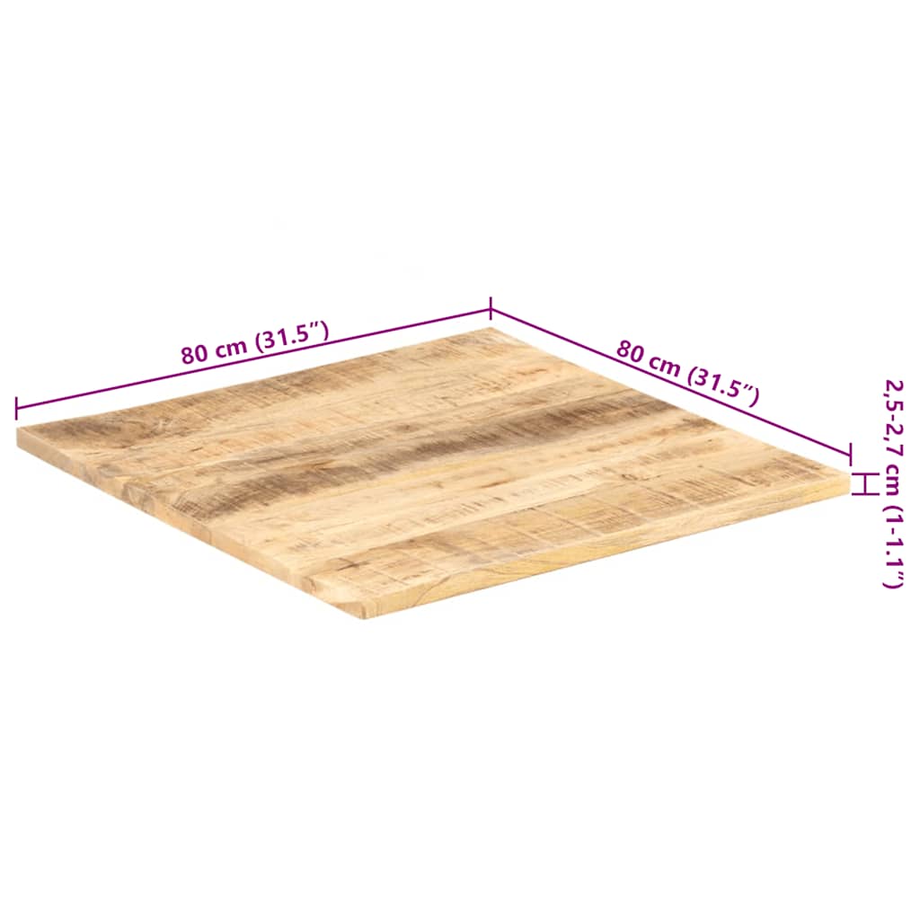 vidaXL Table Top Solid Mango Wood 25-27 mm 80x80 cm