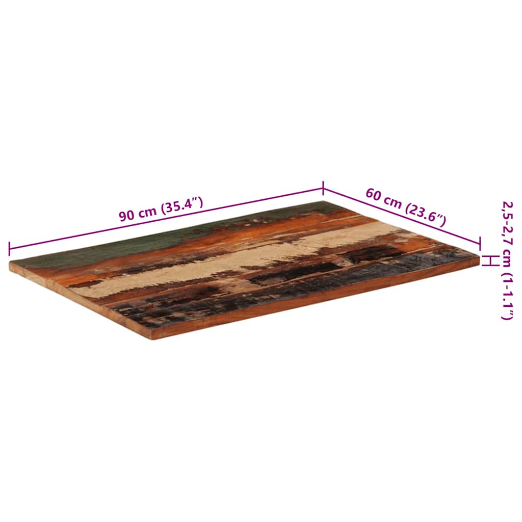 Rectangular Table Top 60x90 cm 25-27 mm Solid Reclaimed Wood