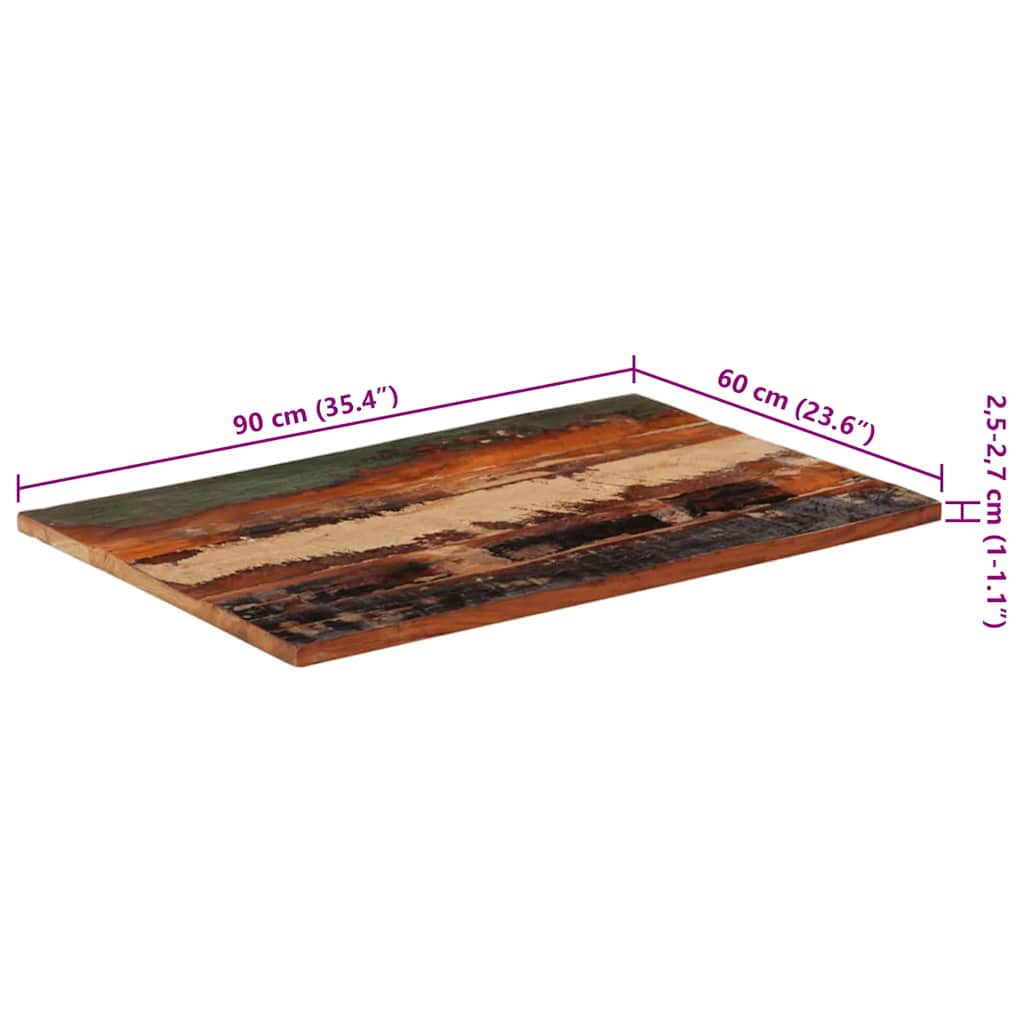 Rectangular Table Top 60x90 cm 25-27 mm Solid Reclaimed Wood