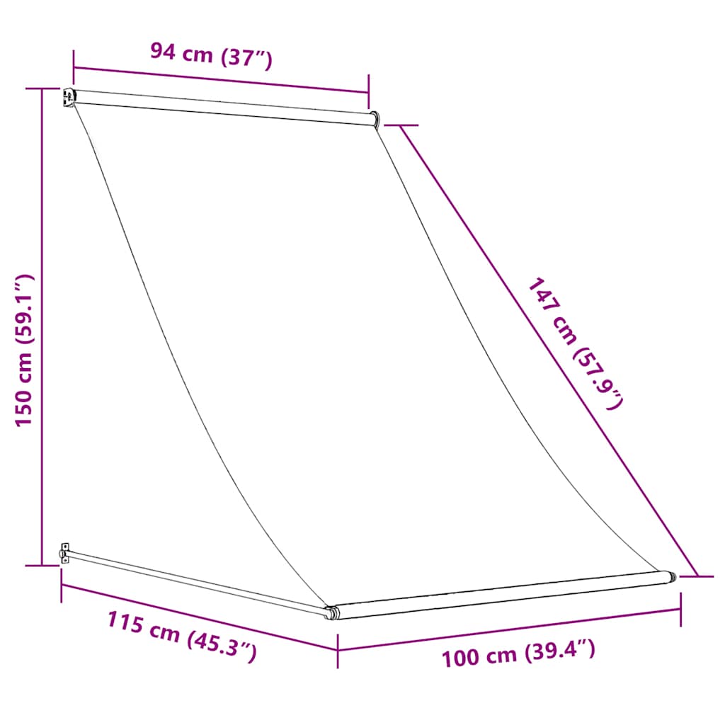 145891 vidaXL Retractable Awning 100x150 cm Anthracite