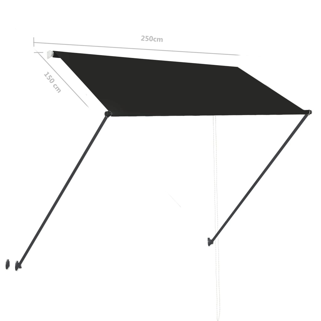 145917 vidaXL Retractable Awning with LED 250x150 cm Anthracite