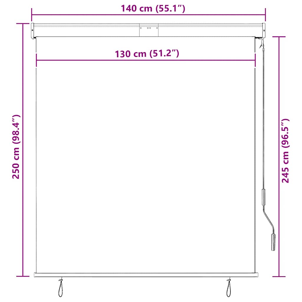 Outdoor Roller Blind 140x250 cm Orange and Brown