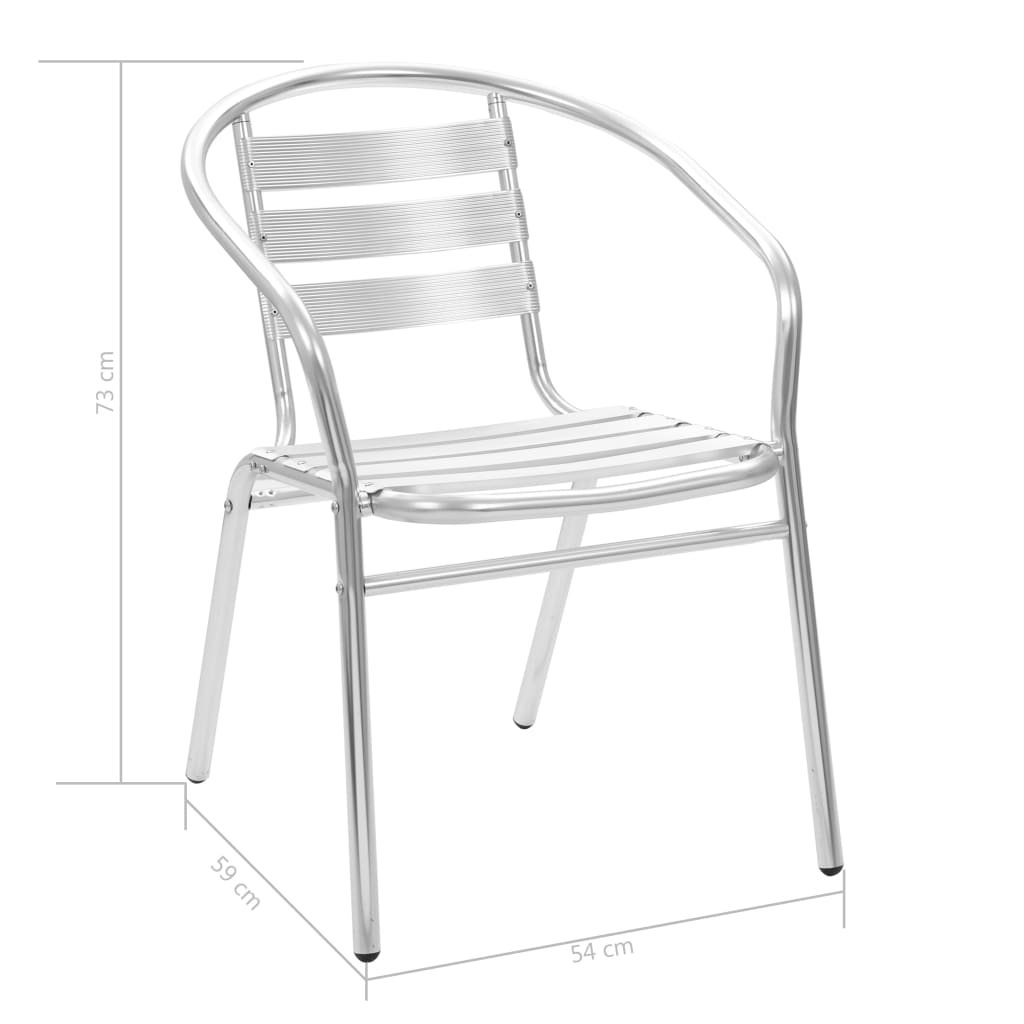 Dining Set | Silver | Aluminium | Medium | Stackable | 5 Piece Dining Set