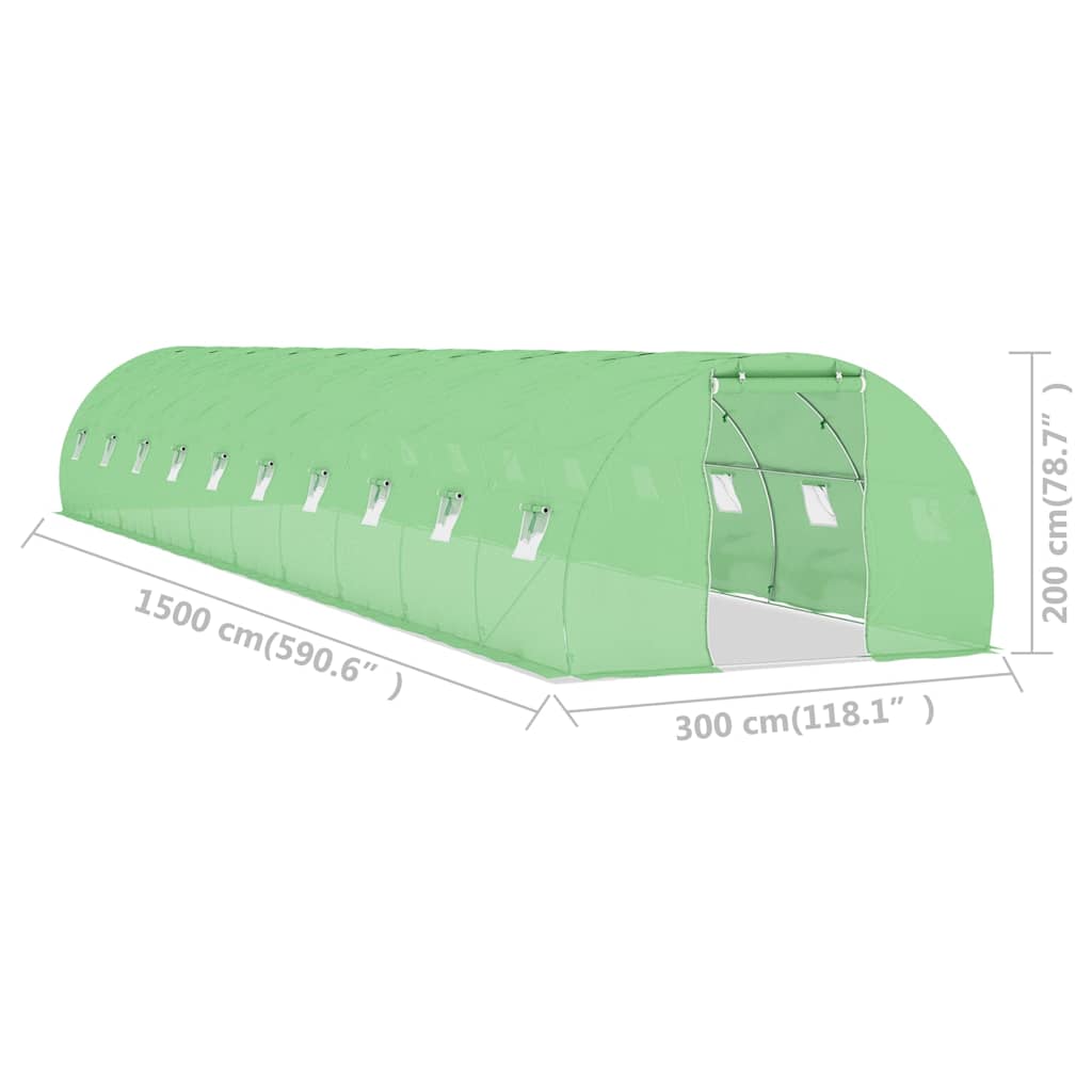 48156 vidaXL Greenhouse 45 m² 15x3x2 m