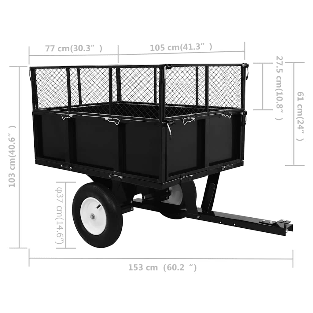 145813 vidaXL Tipping Trailer for Lawn Mower 300 kg Load