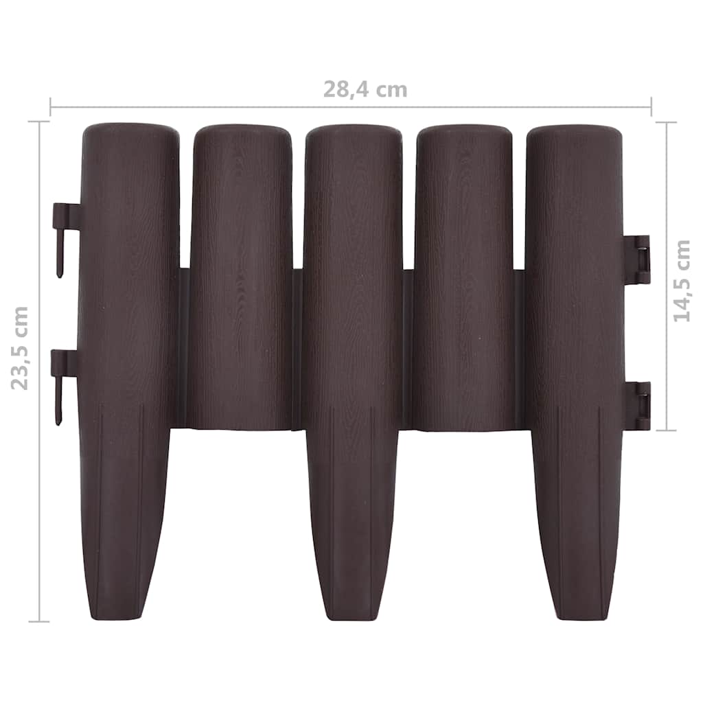 48620 vidaXL Lawn Edgings 36 pcs Brown 10 m PP