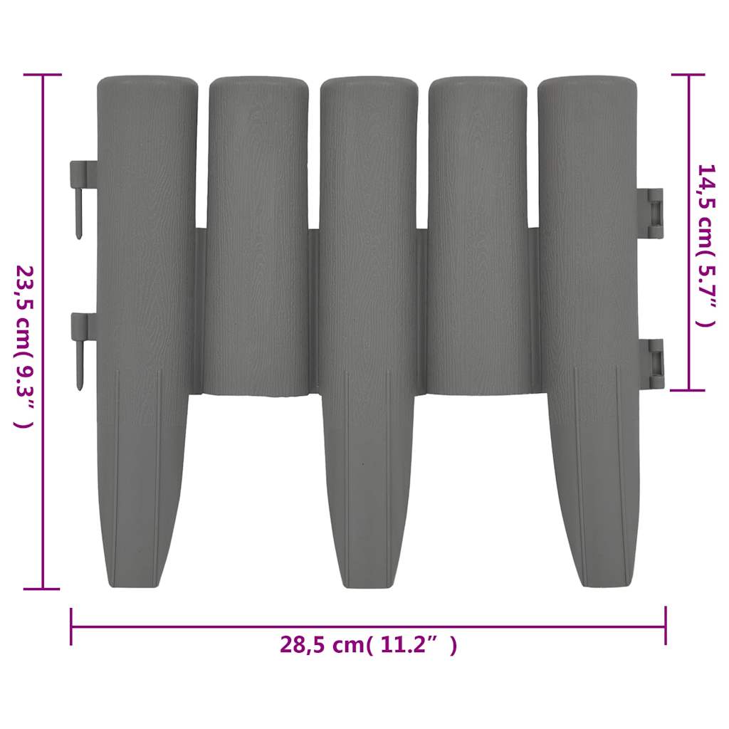 Lawn Edgings 36 pcs Grey 10 m PP