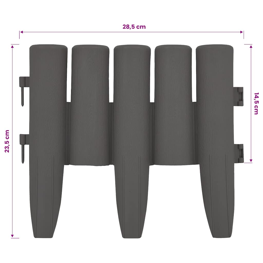 Lawn Edgings 36 pcs Grey 10 m PP
