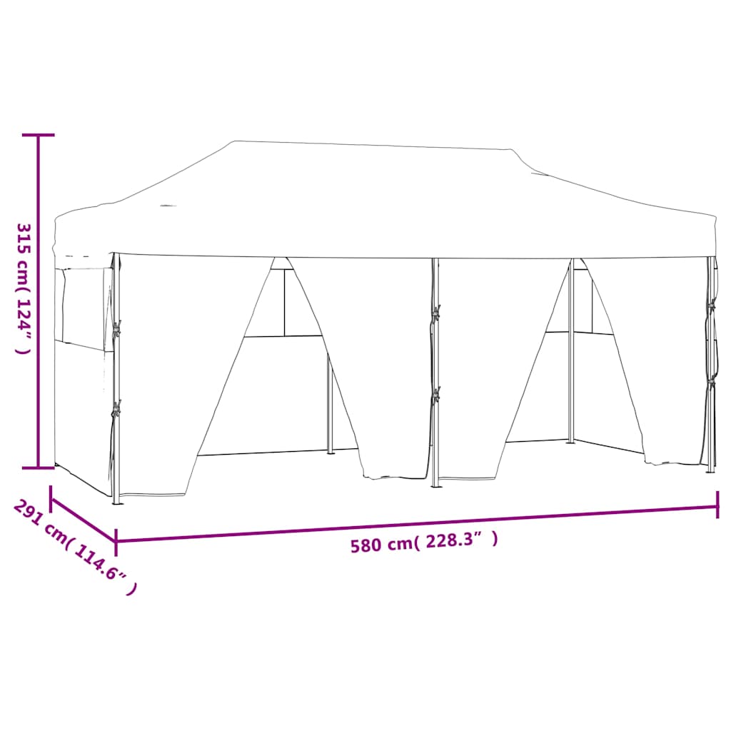 Professional Folding Party Tent with 4 Sidewalls 3x6 m Steel Blue