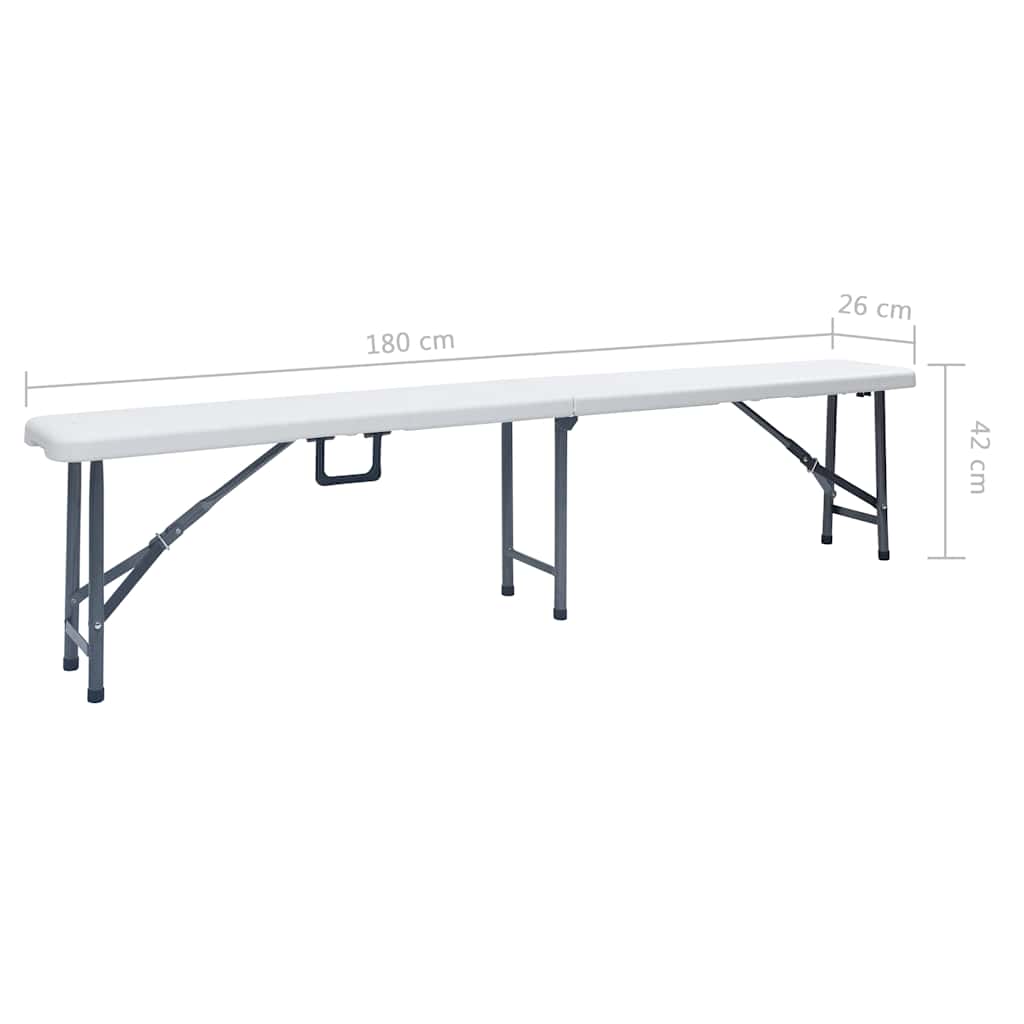 48830 vidaXL Folding Garden Benches 2 pcs 180 cm HDPE White