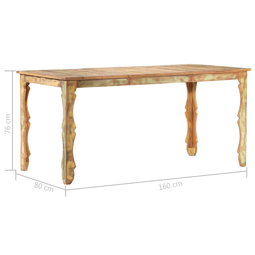 286490 vidaXL Dining Table 160x80x76 cm Solid Reclaimed Wood