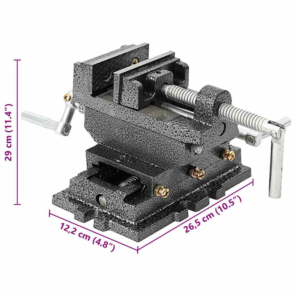 145383 vidaXL Manually Operated Cross Slide Drill Press Vice 70 mm